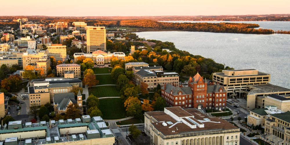 Aerial view of UW–Madison campus